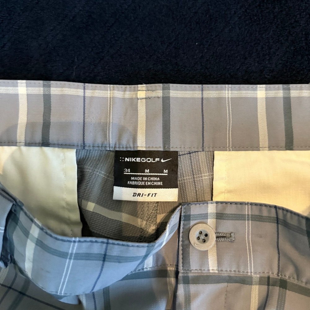 Nike Golf Dri-FIT Mens Plaid Shorts Grey White 388782-065 Size 34 - Picture 5 of 9
